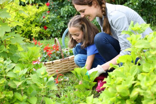 Blooming urban garden cared for by gardeners in Bloomsbury